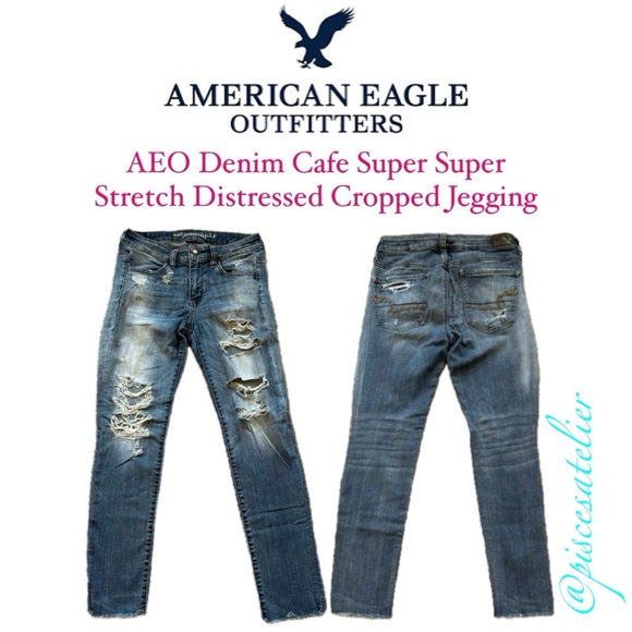 American Eagle AEO Denim Cafe Super Super Stretch Distressed Cropped Jegging, 8 - Picture 14 of 14